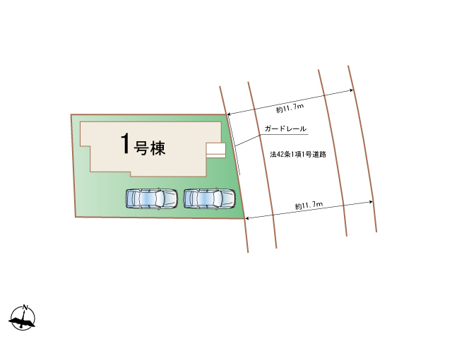 茅ヶ崎市柳島1丁目新築戸建ての配置図
